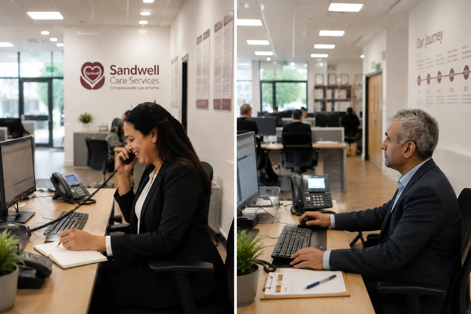 Sandwell Care Services office team supporting families from the local office